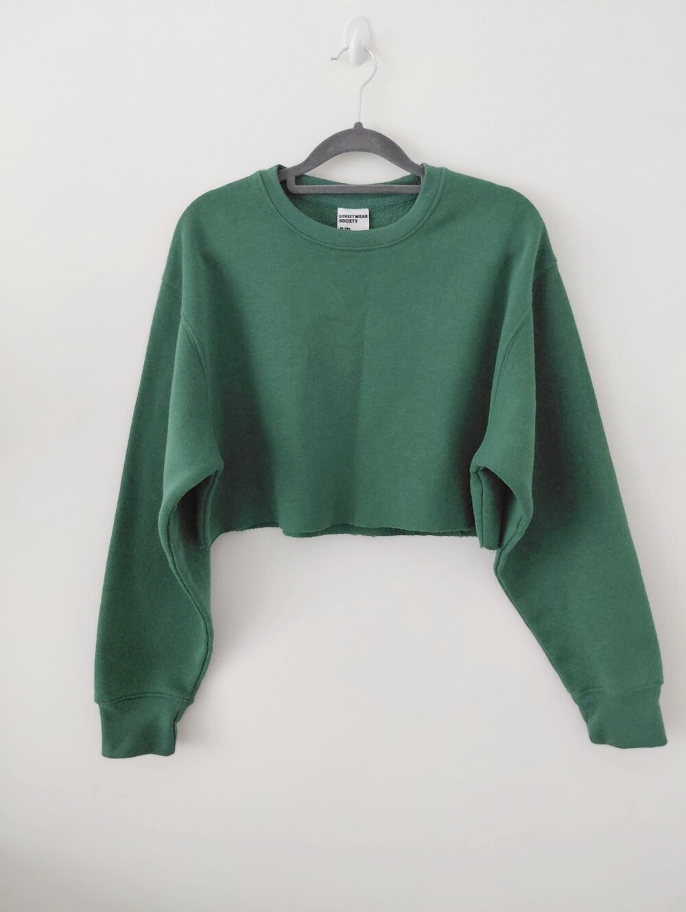 Women’s Cropped Crewneck Sweatshirt - Forest Green W/Raw Hem